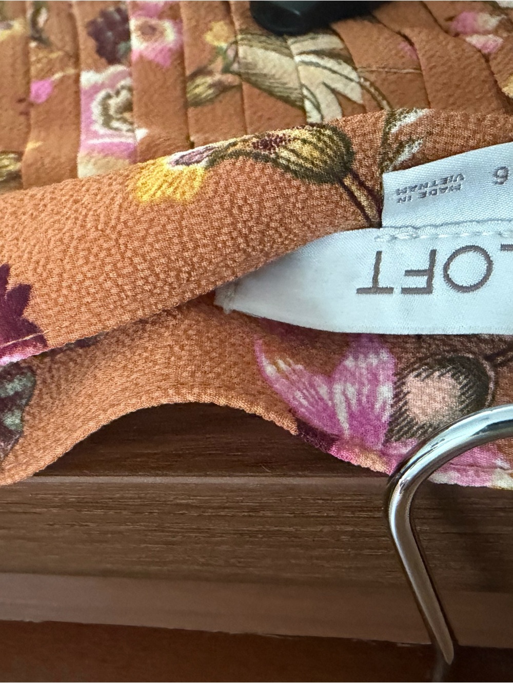 LOFT Floral Drapery Panel in Rust Orange and Pink